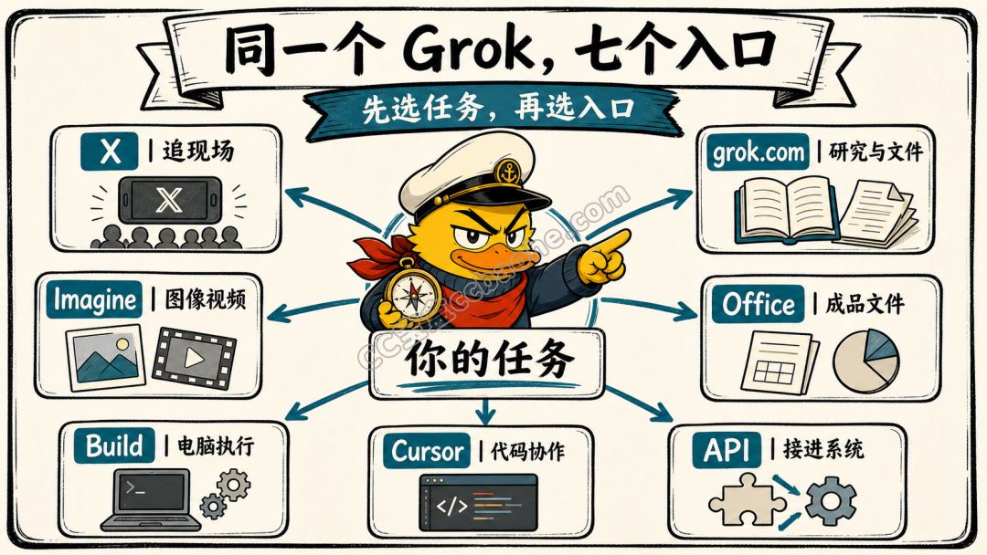同一个 Grok，七个入口